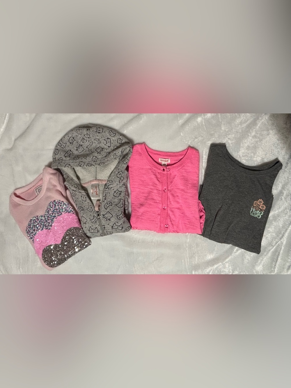 Girls | 4 Pc. Bundle Tops | Zippered hoodie, 2-sweaters & 1-L/S Top EUC Sz. 7/8